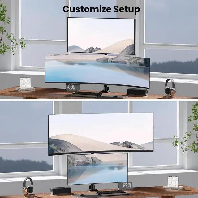 Alt view image 3 of 5 - Dual Monitor-Arm Ultrawide Heavy Duty - 27-57 inch Vertical Dual Monitor Mount, Adjustable Stacked Double Monitor Desk Mount Stand, Max Load 59.4 lbs (per Screen), VESA 75 100 mm, Black