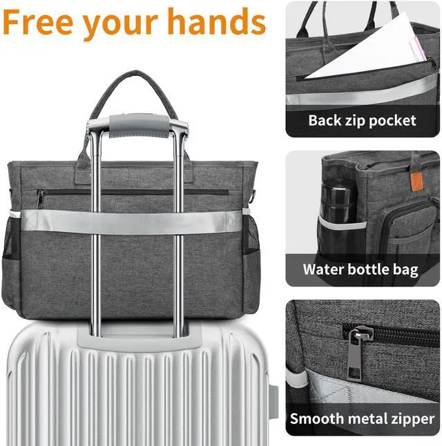 Alt view image 5 of 5 - Rabjen Nurse Tote Bag for Work with Padded 15.6" Laptop Sleeve, Medical Supplies Shoulder Bag for Home Health Care