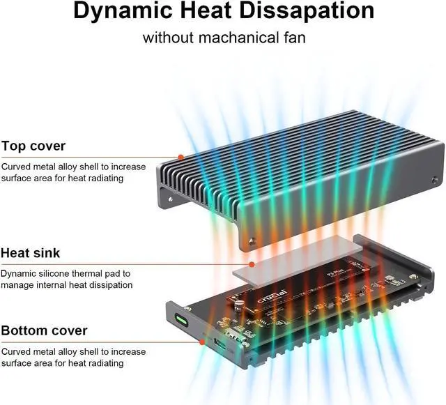 Alt view image 3 of 5 - Fanless 40Gbps USB4 Rugged NVMe Enclosure (Gray) Bundle with USB3.2 10Gbps Rugged NVMe Enclosure (Orange)
