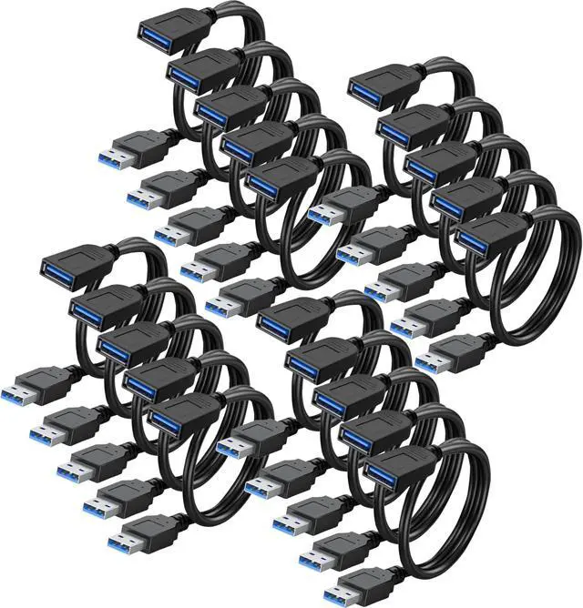 Main image of SaiTech IT 20 Pack Short Length 1 Feet USB 3.0 Extension Cable, USB 3.0 A Male to Female Extender Bulk USB Extension Cable