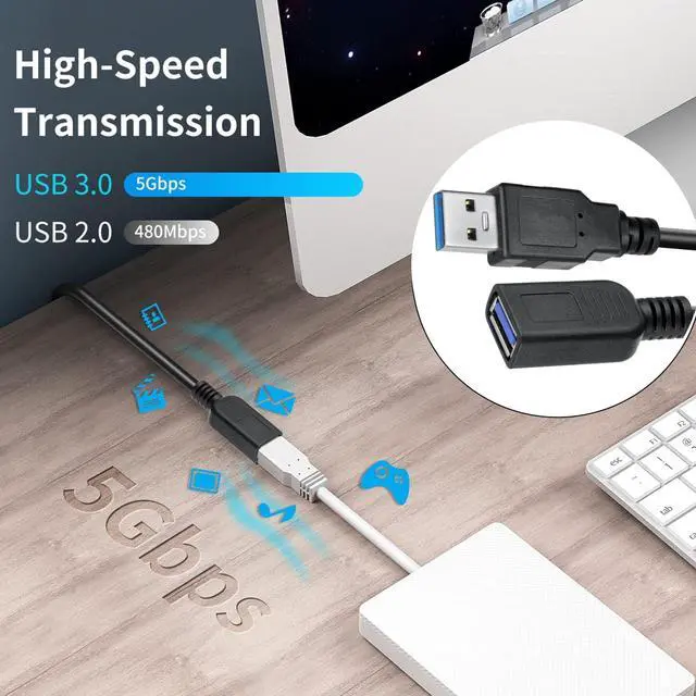 Alt view image 4 of 5 - SaiTech IT 20 Pack Short Length 1 Feet USB 3.0 Extension Cable, USB 3.0 A Male to Female Extender Bulk USB Extension Cable