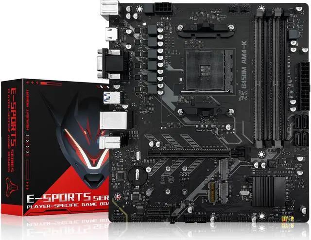 Main image of SHANGZHOAYUAN B450 AM4-K Motherboard AMD Gaming Motherboard for Ryzen 1-5th gen Processors (M-ATX, DDR4 Max 128GB, NVME M.2, PCIe 3.0, SATA 3.0, USB 3.0, HDMI-Compatible, DP, Gigabit LAN)