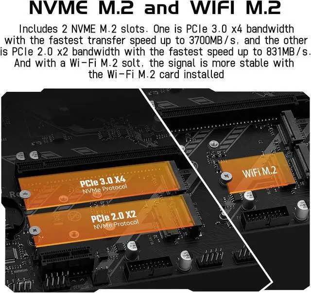 Alt view image 4 of 5 - SHANGZHOAYUAN B450 AM4-K Motherboard AMD Gaming Motherboard for Ryzen 1-5th gen Processors (M-ATX, DDR4 Max 128GB, NVME M.2, PCIe 3.0, SATA 3.0, USB 3.0, HDMI-Compatible, DP, Gigabit LAN)