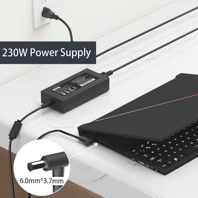 Alt view image 2 of 5 - QYD 180W 230W Power AC Adapter Compatible with Gaming Laptop Charger ASUS ROG Strix Hero III G531 G531GW-AZ359T G531GV-DB76 G531GU-AL566T G531GW-AL327T ADP-230GB B A15-120P1A Notebook Power Supply