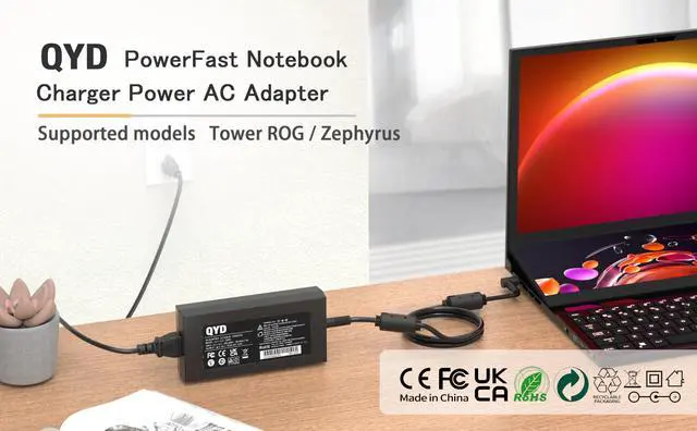 Alt view image 3 of 5 - QYD 180W 230W Power AC Adapter Compatible with Gaming Laptop Charger ASUS ROG Strix Hero III G531 G531GW-AZ359T G531GV-DB76 G531GU-AL566T G531GW-AL327T ADP-230GB B A15-120P1A Notebook Power Supply
