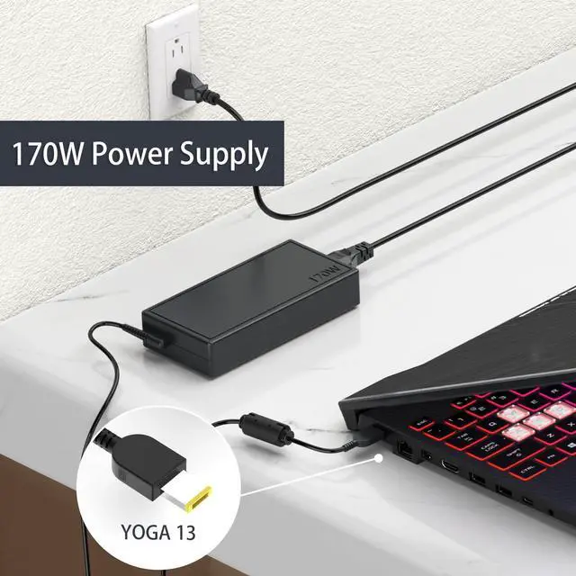 Alt view image 2 of 5 - QYD 170W 20V 8.5A AC Adapter Laptop Charger Compatible with Lenovo Thinkpad P73 P52 P53 P1 P50 P51 P70 P71 P72 T440 T540p W540 W541 Legion Y7000 Y7000P Y9000K Y520-15 Y520 Slim Tip Power Supply Cord