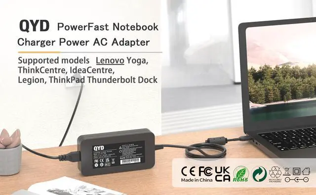 Alt view image 2 of 5 - QYD 135W 20V 6.75A AC Adapter Laptop Charger Compatible with Lenovo Yoga C940-15IRH Legion Y520 Y520-15IKBM Y530-15ICH Y700-15ACZ Yoga 9-15IMH5 720-15IKB ThinkPad X1 Extreme 1 2 3 4 Gen Power Cord