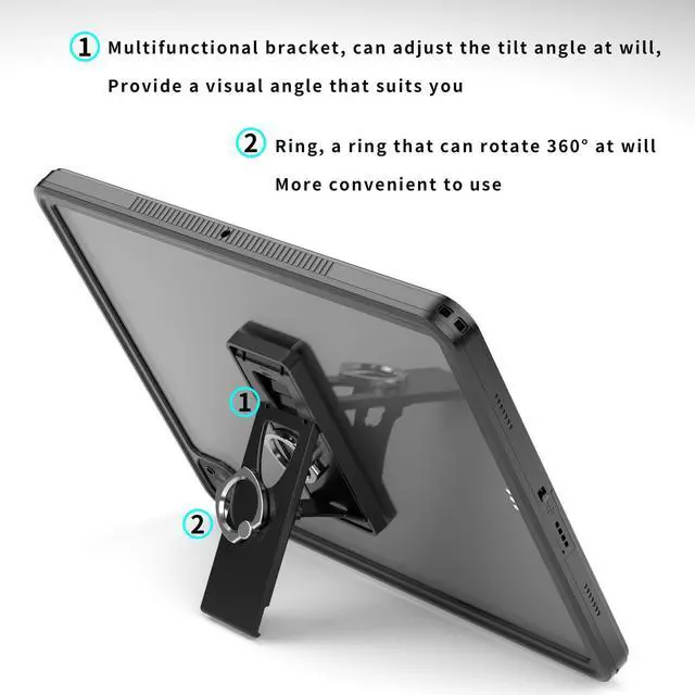 Alt view image 5 of 5 - Designed for 2021/2022 iPad Pro 12.9-inch Waterproof Case (5th Generation/6th Generation) Shockproof Drop Proof Full Body with Screen Protector Protective Cover with Lanyard and Kickstand