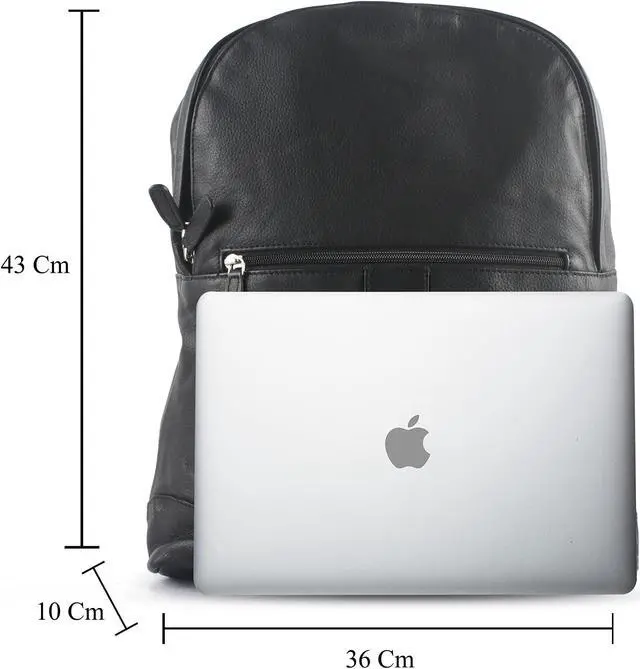 Alt view image 3 of 5 - Genuine Handmade Leather Laptop Backpack Bag for Men (Black Colour) Leather Weekender Travel Rugged Bag for College and Trips Size 15.5?X 12.5? X 5? Inch Gifts for Men and Women