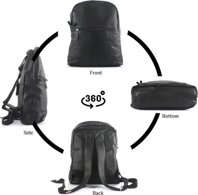 Alt view image 5 of 5 - Genuine Handmade Leather Laptop Backpack Bag for Men (Black Colour) Leather Weekender Travel Rugged Bag for College and Trips Size 15.5?X 12.5? X 5? Inch Gifts for Men and Women
