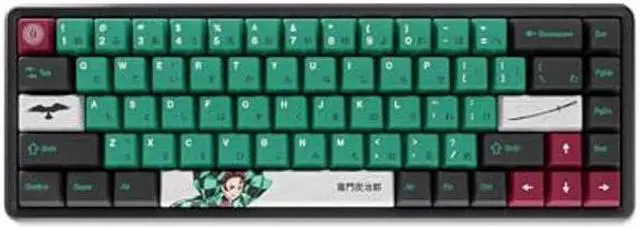 Main image of Team Liquid Demon Slayer Kimetsu No Yaiba Tanjiro PBT Dye Sub Keycaps for Mechanical Gaming Keyboards, Cherry MX Switches, Custom Side Print, ANSI ISO Support, US Layout - Officially Licensed