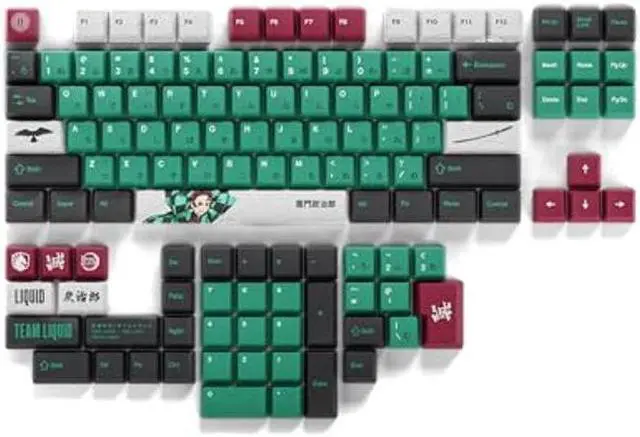 Alt view image 2 of 5 - Team Liquid Demon Slayer Kimetsu No Yaiba Tanjiro PBT Dye Sub Keycaps for Mechanical Gaming Keyboards, Cherry MX Switches, Custom Side Print, ANSI ISO Support, US Layout - Officially Licensed