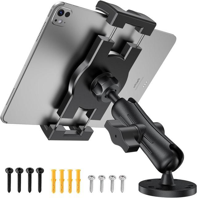 Main image of TeQable Industrial Tablet Mount for Truck&Vehicle, Heavy Duty Drill Base iPad Mount Holder for Car, Adjustable Aluminum Arm, Compatible w/ 4.7"-12.9" Devices, Perfect for Dashboard, Boats, Walls-Black
