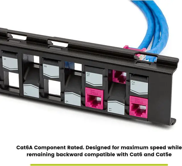 Alt view image 4 of 5 - trueCABLE 3-D Staggered 12 Port Toolless Modular Patch Panel, Unshielded, Blank, Wall Mount, with 89D Bracket and Mounting Hardware, High Density, Black