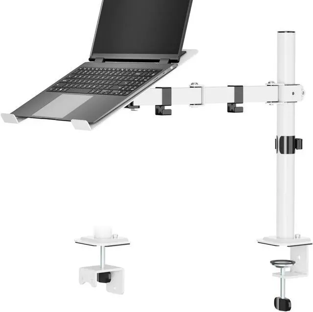 Main image of UPGRAVITY White Laptop Desk Mount with Vented Tray for Notebook up to 17 inch, Fully Adjustable Single Laptop Arm Stand Holds up to 17.6 lbs, Clamp on/Grommet Mounting