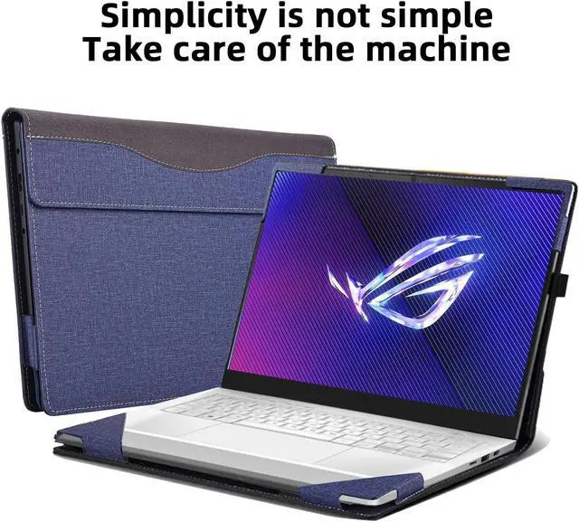 Alt view image 2 of 5 - Laptop Cover for ASUS ROG Zephyrus - G14(2024) GA403 | GA403UV | GA403UI | All-Inclusive Drop-Proof Case 14" PU Leather Inner Pocket Cover (Blue)