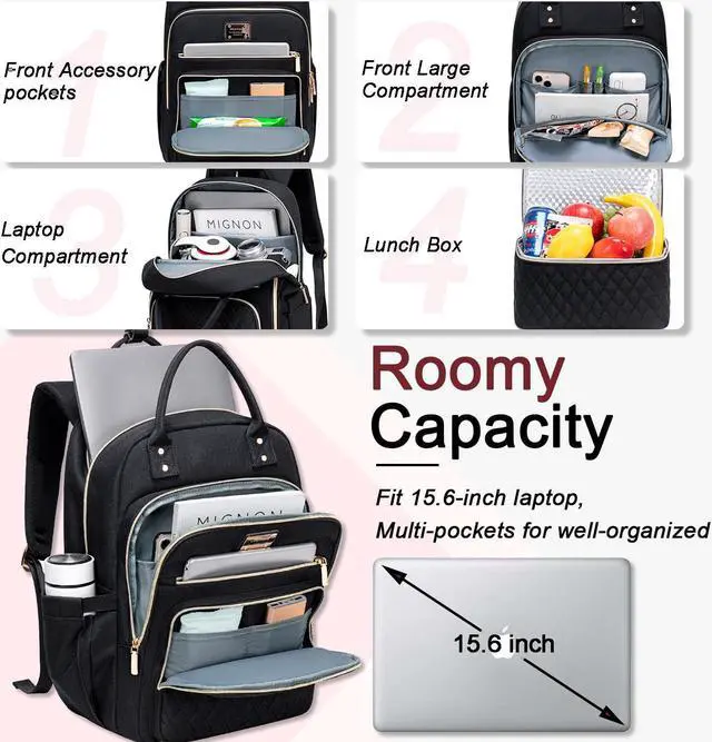 Alt view image 3 of 5 - Weitars Laptop Backpack With Lunch Box And Lunch Backpack For Women 2 Pack