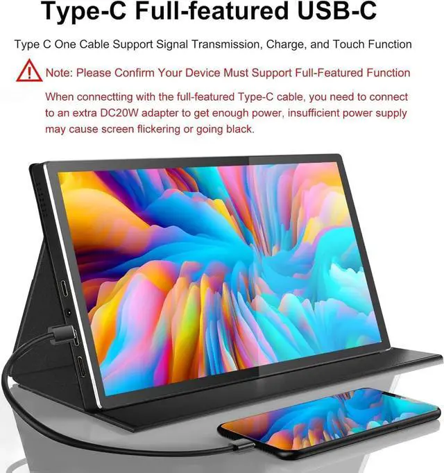 Alt view image 3 of 5 - wisecoco Portable Monitor 9 inch 2K 2560 * 1600 IPS Touch Screen 73% NTSC USB C HDMI Secondary External Computer Laptop LCD Monitor for MacBook Pro Air PC Laptop Phone Xbox PS5