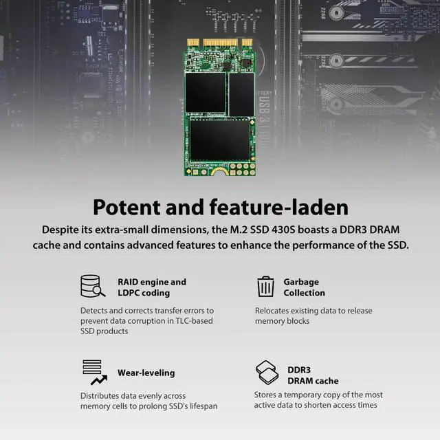 Alt view image 4 of 5 - Transcend 1TB MTS430S M.2 2242 SATA3 SSD, Internal Solid State, Compatible with Laptop & PC Desktop - TS1TMTS430S