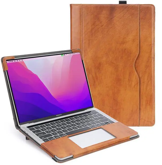 Main image of TYTX Compatible with MacBook Pro Genuine Leather Case 13 Inch 2016-2022 (A1989 A1706 A1708 A2159 A2289 A2251 A2338 M1 M2) Laptop Sleeve Protective Folio Book Cover, Genuine Brown