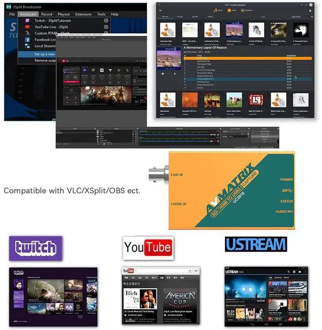 Alt view image 4 of 5 - AVMATRIX UC2018 HDMI/SDI Video Capture Card with USB 3.0 Type-C 1080P 60FPS Uncompressed Transmission Speed Automatic Input Signal Detection for Live Streaming