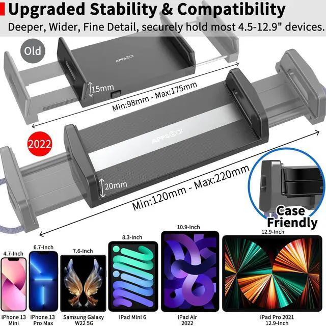 Alt view image 5 of 5 - APPS2Car Upgraded Tablet Car Mount for iPad Truck Holder Long Arm Extension Strong Suction Cup Windshield Mount for 7-13 Inch Tablet iPad Pro Air Mini