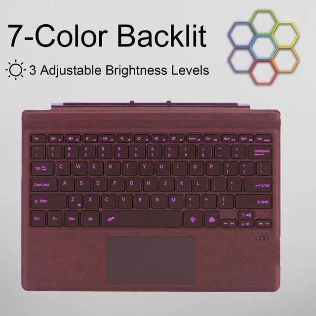 Main image of mobee Type Cover for Microsoft Surface Pro 7+/ Pro 7 / Pro 6 / Pro 5 / Pro 4 / Pro 3,7 Colour Backlight Slim Bluetooch Type Keyboard with Multi-Touch Trackpad Tablet Keyboard (Wine)