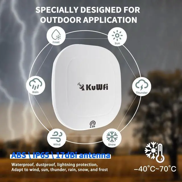 Alt view image 5 of 5 - KuWFi 5.8G Gigabit Point to Point WiFi Bridge Kit,TDMA Long Range Outdoor Access Point,10KM Point to Point Wireless Bridge CPE, Extending WiFi to outbuildings,Support Starlink Router/Camera