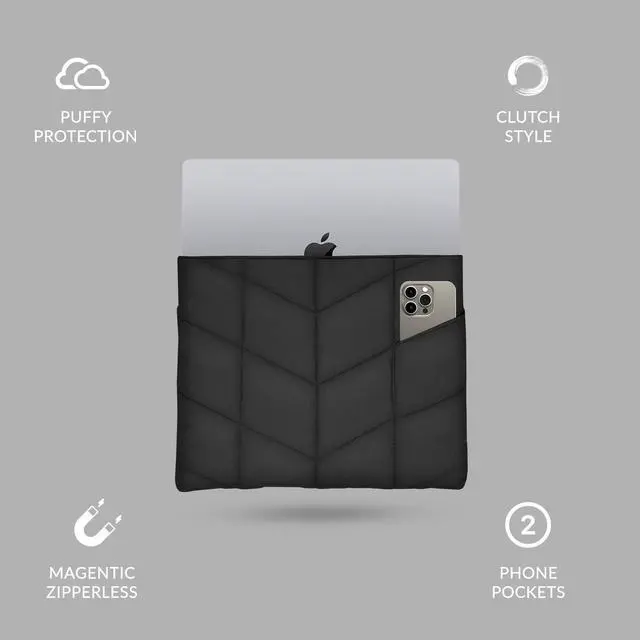 Alt view image 2 of 5 - UZBL Puffy Laptop Sleeve 13-14 inch, Puffer Laptop Carrying Case for Women, Pillow Case Compatible for MacBook Air M3 2024 M2 M1, MacBook Pro 13 in 14 in, Diamond Stitched Sleeve
