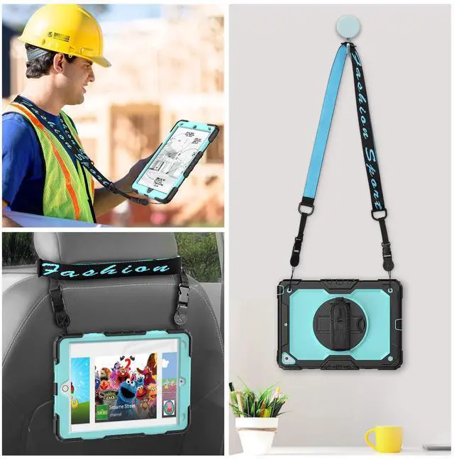 Alt view image 5 of 5 - Timecity for iPad Air 3rd Generation Case, for iPad Air 3 Case, for iPad Pro 10.5 Inch Case: with Heavy Duty Protection, Kickstand, Anti-Slip, Screen Protector, Hand/Shoulder Strap - Light Blue