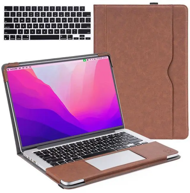 Main image of TYTX Compatible with MacBook Pro 14 Inch Leather Case 2024 2023 2022 2021 Release M4 A3112 A3185 A3401 M3 A2918 A2992 M2 A2779 M1 A2442, Protective Folio Book Cover with Keyboard Cover, Dark Brown