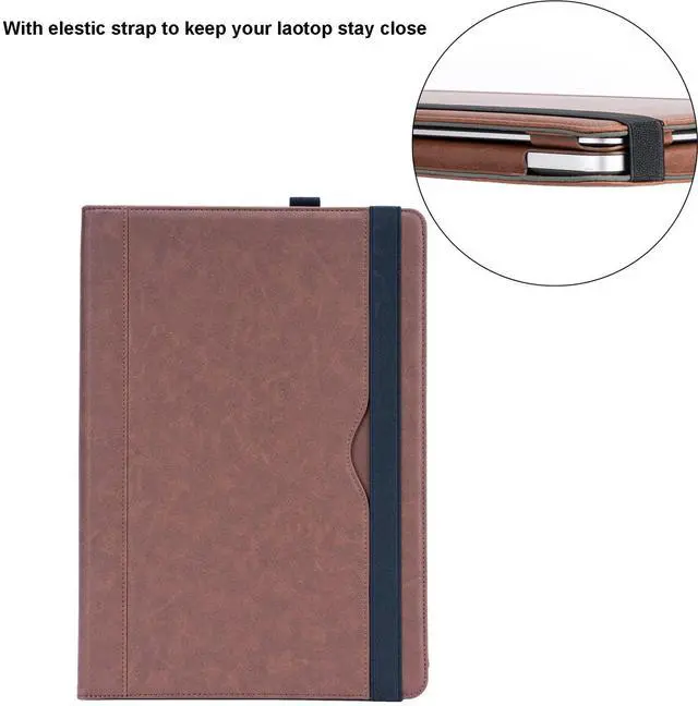 Alt view image 4 of 5 - TYTX Compatible with MacBook Pro 14 Inch Leather Case 2024 2023 2022 2021 Release M4 A3112 A3185 A3401 M3 A2918 A2992 M2 A2779 M1 A2442, Protective Folio Book Cover with Keyboard Cover, Dark Brown