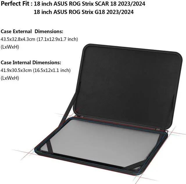 Alt view image 2 of 5 - Smatree Hard EVA Protective Sleeve Case Compatible for 18 inch ASUS ROG Strix Scar 18 2025 G835/2024/2023, for 18 inch ASUS ROG Strix G18 2025/2024/2023 Gaming Laptop Carrying Bag (C1701)