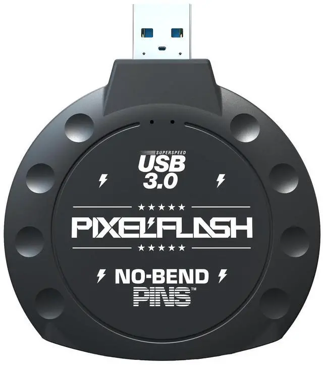 Main image of PixelFlash CF Card Reader - Compact Flash Card Reader, USB 3 Card Reader for Computer - Tactical SuperSpeed CompactFlash Memory Adapter, Rugged Anti-Scratch Exterior Classic - No-Bend Pins, Black