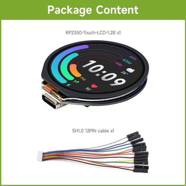 Alt view image 2 of 5 - Waveshare RP2350 MCU Board, with 1.28inch Round Touch LCD, Dual-core & Dual-Architecture Design, 240x240 Pixels, 65K Color, IPS Panel, Optional for CNC Metal Case