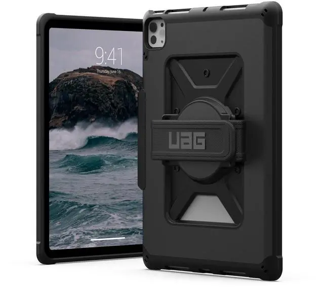 Alt view image 2 of 5 - UAG Urban Armor Gear Designed for iPad Pro 11" 5th Gen 2024 Case Metropolis w/Hand Strap Black Bundle with Tempered Glass Shield Screen Protector