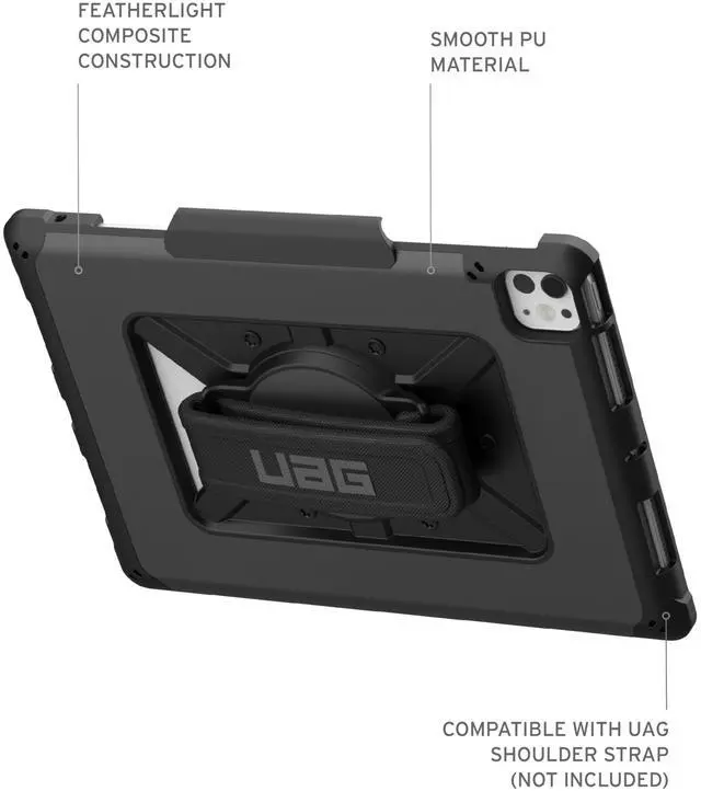 Alt view image 5 of 5 - UAG Urban Armor Gear Designed for iPad Pro 11" 5th Gen 2024 Case Metropolis w/Hand Strap Black Bundle with Tempered Glass Shield Screen Protector