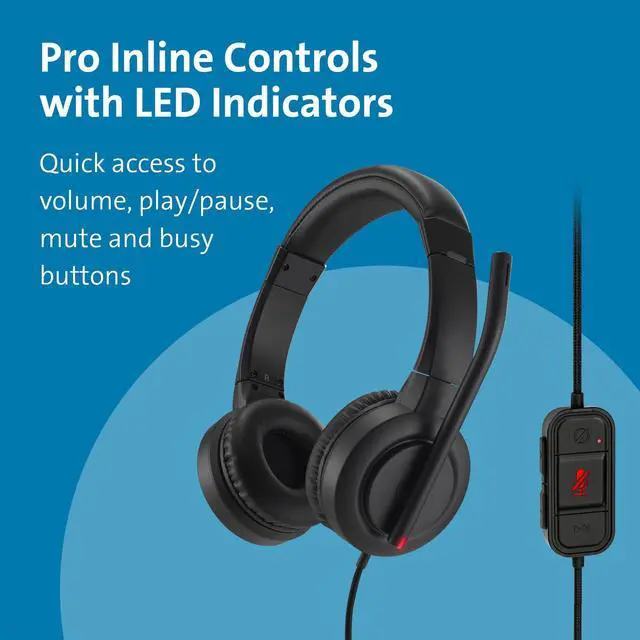 Alt view image 5 of 5 - Kensington H1000 USB-C On-Ear Headset, 270deg Rotating Noise-Canceling Microphone, Quick Buttons for Volume, Play/Pause, Mute, and Busy, PC/Mac/Laptop - Black (K83450WW)