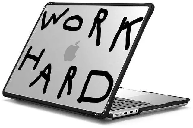 Alt view image 2 of 3 - CASETiFY Impact MacBook Pro 14" (M1-M5) Case [Cushioned Impact Corners/Scratch-Resistant/Anti-Slip Grip] - Work Hard Black - Clear Black