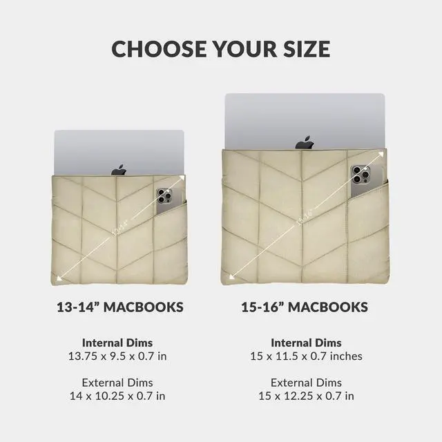 Alt view image 3 of 5 - UZBL Puffy Laptop Sleeve 15-16 inch, Puffer Laptop Carrying Case for Women, Pillow Case Compatible for MacBook Air 15 & MacBook Pro 16 M3, Diamond Stitched Sleeve