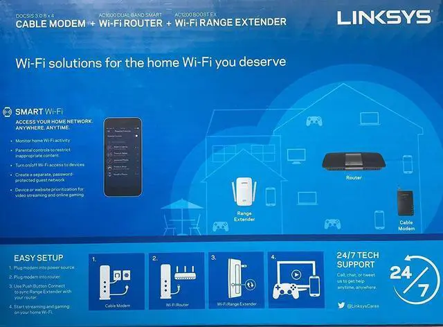 Alt view image 5 of 5 - Linksys AC1600 Wi-Fi Wireless Dual-Band + Linksys CM3008 High Speed DOCSIS 3.0 8x4 Cable Modem