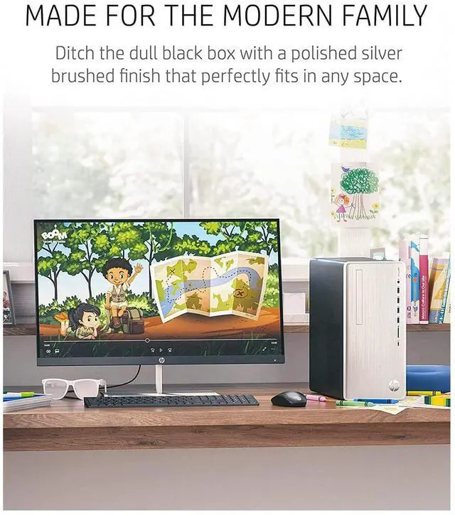 Alt view image 5 of 5 - HP Pavilion Desktop PC, AMD Ryzen 5 5600G, 12 GB RAM, 512 GB SSD, Windows 11 Home, Wi-Fi 5 & Bluetooth Connectivity, 9 USB Ports, Wired Keyboard and Mouse Combo, Pre-Built PC Tower (TP01-2040, 2022)