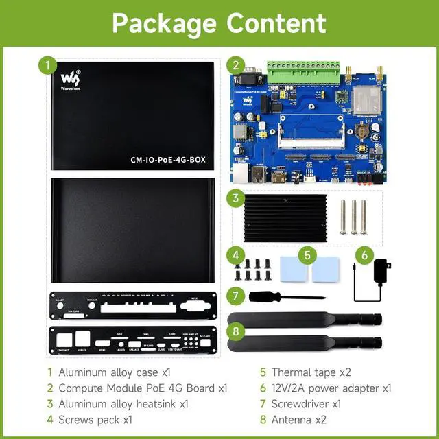 Alt view image 2 of 5 - Waveshare Compute Module Industrial IoT Mini-Computer with 4G Connectivity and PoE Feature for Raspberry Pi CM4S/CM3/ CM3+ Series