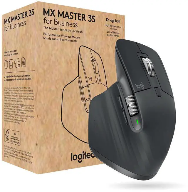 Main image of Logitech MX Master 3S for Business, Wireless Mouse with Quiet Clicks, 8K DPI, Secured Logi Bolt USB Receiver, Bluetooth, USB-C Charging, MagSpeed Scrolling, Windows/Mac/Chrome/Linux - Graphite