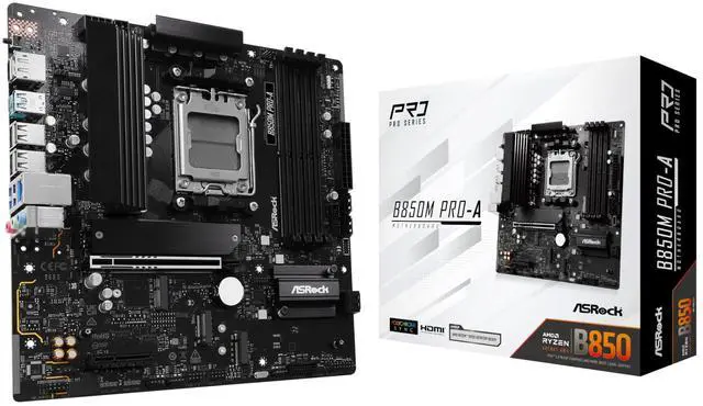 Main image of ASRock AMD B850M Pro A Socket AM5 Ryzen DDR5 8000 MHz 256GB Micro ATX Motherboard M.2 SATA3 6.0 Gb/s PCIe 5.0 B850