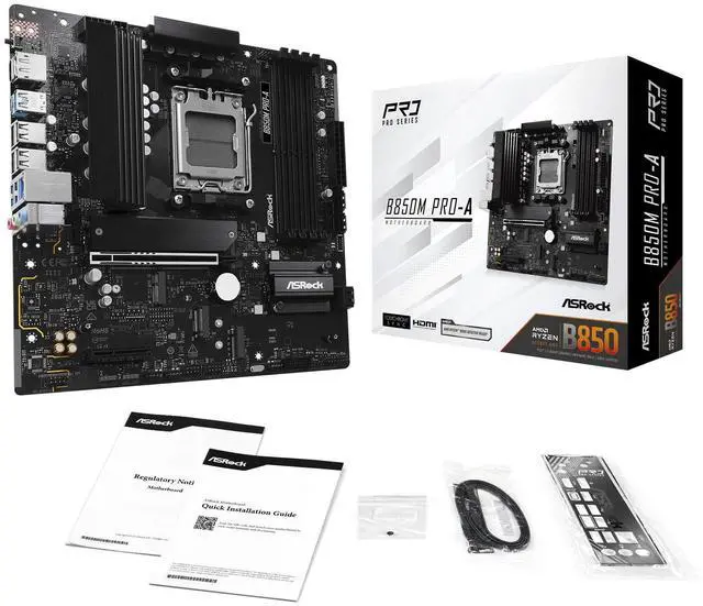 Alt view image 4 of 5 - ASRock AMD B850M Pro A Socket AM5 Ryzen DDR5 8000 MHz 256GB Micro ATX Motherboard M.2 SATA3 6.0 Gb/s PCIe 5.0 B850