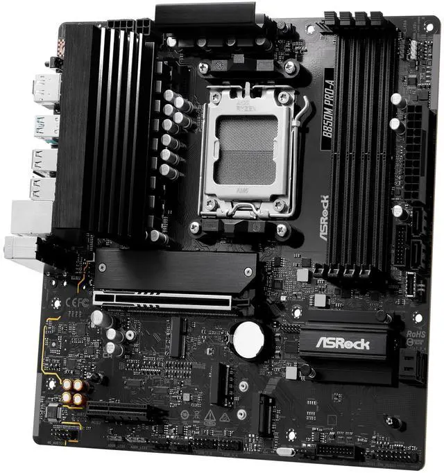 Alt view image 3 of 5 - ASRock AMD B850M Pro A Socket AM5 Ryzen DDR5 8000 MHz 256GB Micro ATX Motherboard M.2 SATA3 6.0 Gb/s PCIe 5.0 B850