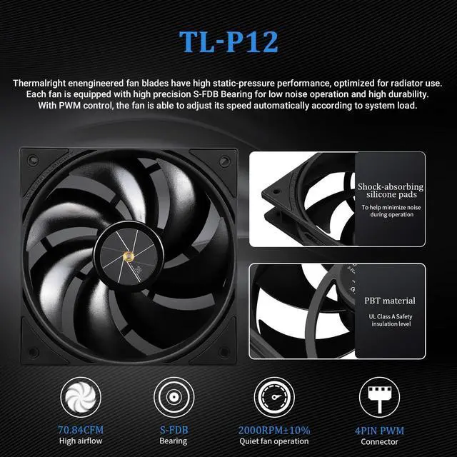 Alt view image 5 of 5 - Thermalright FW 240 Black-240mm AIO CPU Liquid Cooler,IPS LCD Screen with 320 * 240 Resolution,for AM4/AM5,Intel LGA1700/1851,2.4 inchMagnet-Absorbent LCD Screen for Images -Black