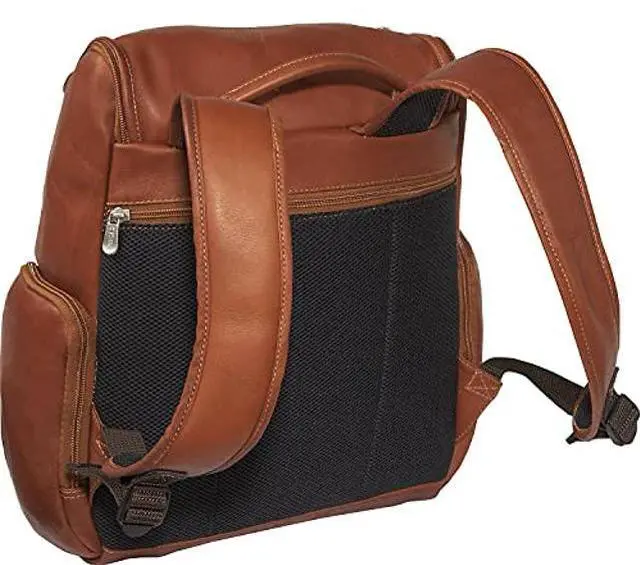 Alt view image 2 of 5 - Piel Leather Multi-Pocket Laptop Backpack, Saddle, One Size