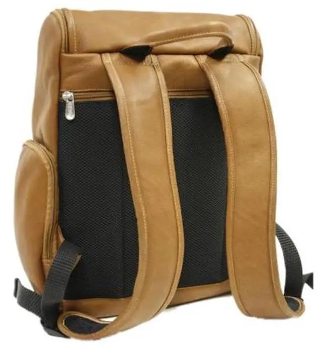 Alt view image 3 of 5 - Piel Leather Multi-Pocket Laptop Backpack, Saddle, One Size